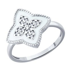 Кольцо из серебра с фианитами и эмалью (Арт.94014659)