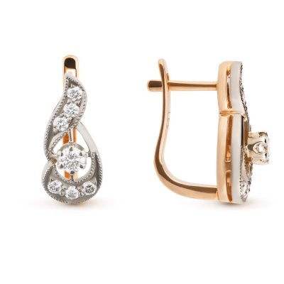 Серьги из золота с бриллиантом Русские Самоцветы (Арт.10186)