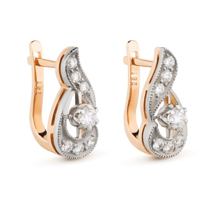 Серьги из золота с бриллиантом Русские Самоцветы (Арт.10186)