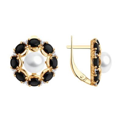 Серьги из золочёного серебра с миксом камней (Арт.92022823)