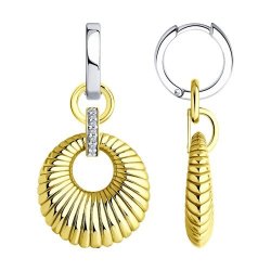 Серьги из золочёного серебра с фианитами (Арт.93-121-01832-1)