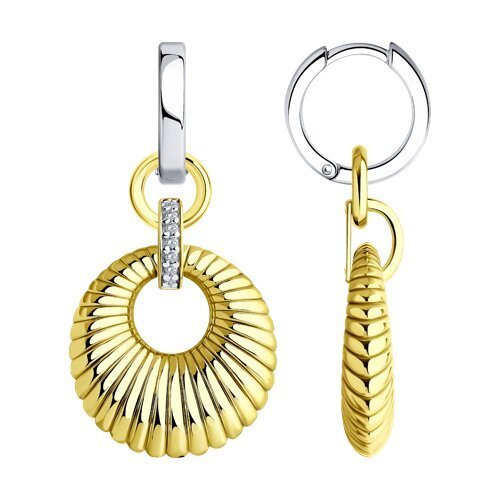 Серьги из золочёного серебра с фианитами (Арт.93-121-01832-1)