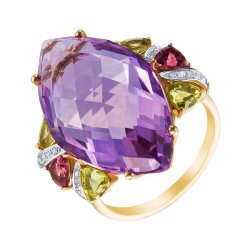 Кольцо из золота с аметистом и бриллиантом (Арт.r26569_ko_am_mc_yg)