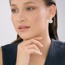 Серьги из серебра с синтетическим жемчугом и фианитами (Арт.94027226)