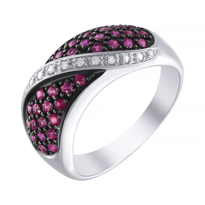 Кольцо из белого золота с бриллиантом и рубином (Арт.r4921_ko_ru_wg)