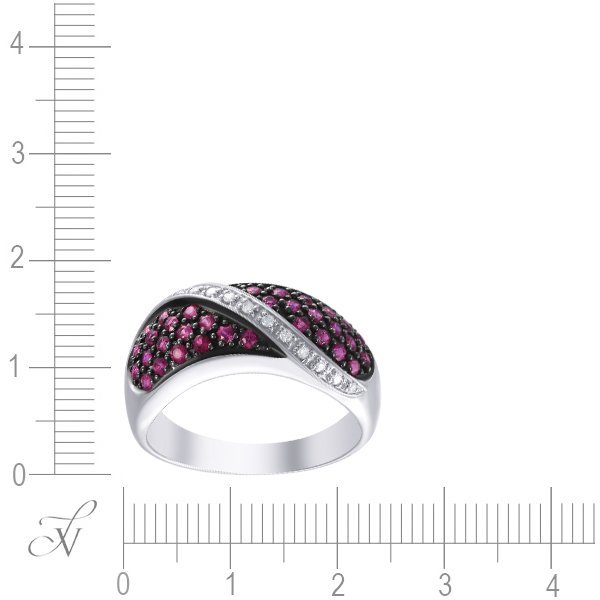 Кольцо из белого золота с бриллиантом и рубином (Арт.r4921_ko_ru_wg)