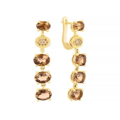 Серьги из золота с бриллиантом и раухтопазом (Арт.re7011_dn_sq_yg)