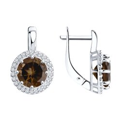 Серьги из серебра с раухтопазами и фианитами (Арт.94-320-02052-4)