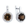 Серьги из серебра с раухтопазами и фианитами (Арт.94-320-02052-4)