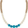 Ожерелье серебряное с бирюзой и жемчугом «Paradise 1» Rivoli (арт.11L-BB-2-9)