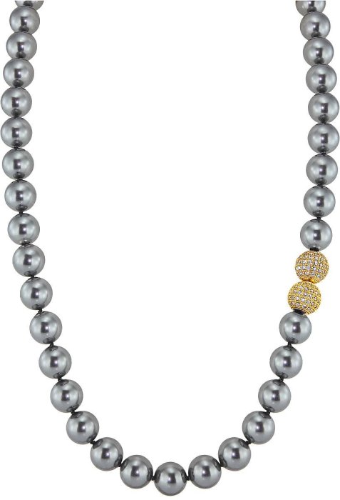 Ожерелье из серебра с жемчугом и куб. цирконием (Арт.32l-gk-30)