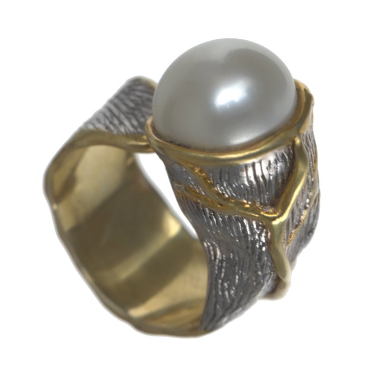 Серебряное кольцо BEAVERS с жемчугом 1087j
