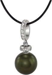 Кулон из серебра с жемчугом и кристаллом swarovski (Арт.abp-2-10-34-s)