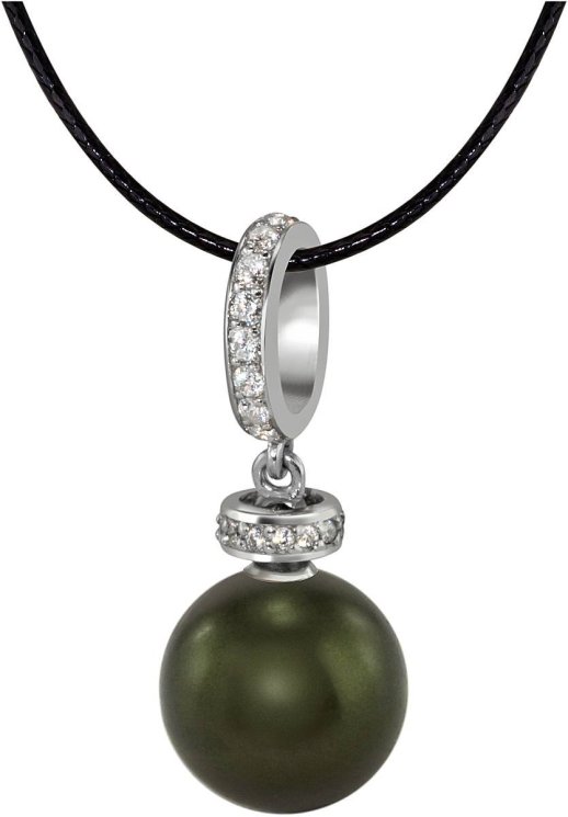 Кулон из серебра с жемчугом и кристаллом swarovski (Арт.abp-2-10-34-s)