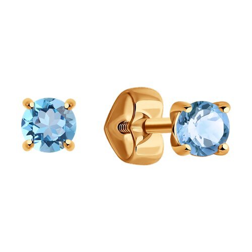 Серьги пусеты золотые пробы 585 с топазом (Арт.51-322-01296-4)