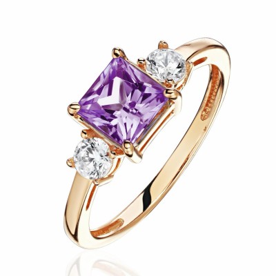 Кольцо золото с аметистом и фианитами «New Colour Charm» Estet (арт.01К3115366-1)