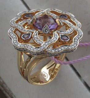 Кольцо золото с аметистом и бриллиантами «Garden Blossom» Estet (арт.01К647987-7)