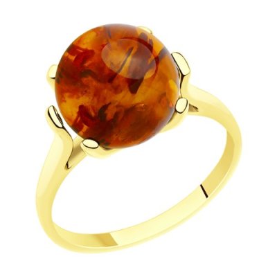 Кольцо золотое пробы 585 с янтарём (Арт.53-310-00767-1)