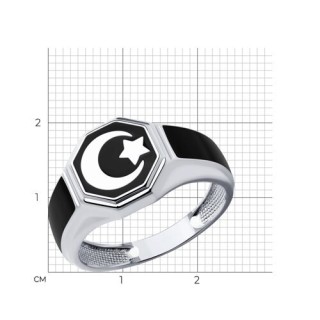 Кольцо из серебра с эмалью «Ночной Полумесяц» Соколов (арт.94013732)