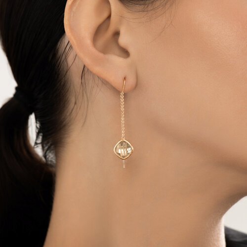 Серьги золотые пробы 585 с празиолитом (Арт.729044)