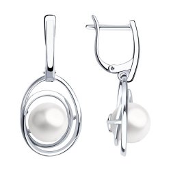 Серьги из серебра с жемчугом (Арт.94024447)