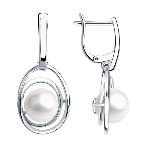 Серьги из серебра с жемчугом (Арт.94024447)