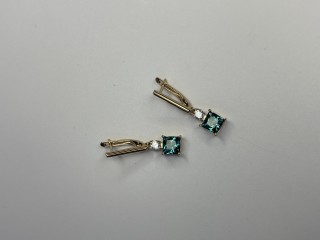 Серьги золотые с турмалином и фианитом «New Colour» Estet (арт.01С2115366-2)