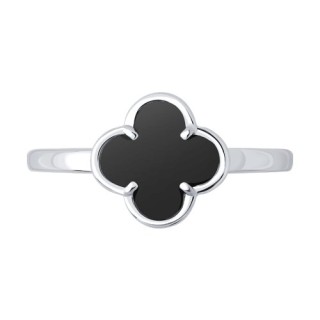 Кольцо из серебра с ониксом «Чёрный Клевер» Соколов (арт.83010266)