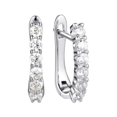 Серьги из серебра с фианитом (Арт.cz-e00684-x-w-x-x-w)