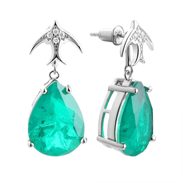 Серьги из серебра с ситаллом и фианитом (Арт.cz-e02054-x-w-eg-x-w)