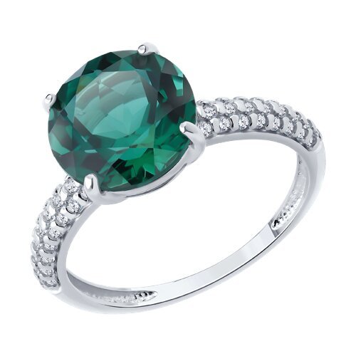 Кольцо из серебра с кварцем и фианитами (Арт.92014682)