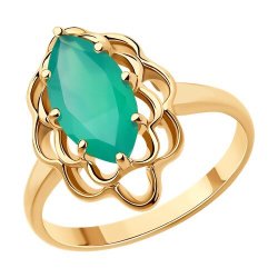 Кольцо из золочёного серебра с агатом (Арт.93-310-02692-1)
