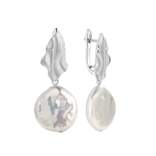 Серьги серебряные с жемчугом «Baroque Glow» Fresh Jewelry (арт.PI-E407-18-X-W-PN-X-X)