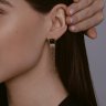 Серьги из золочёного серебра с ониксами и фианитами (Арт.93-321-02083-1)