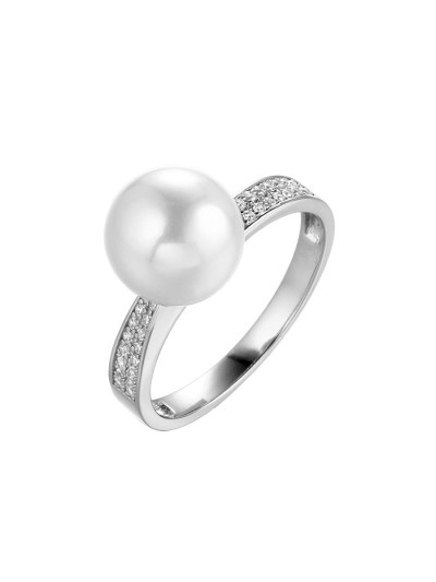 Кольцо серебряное с жемчугом и фианитами Nautilus «Fresh Pearl» Fresh Jewelry (арт.01337)