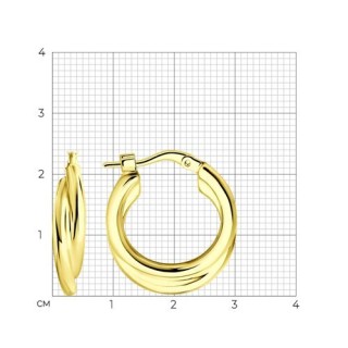 Серьги из золочёного серебра «Витые круги» Соколов (арт.93022490)