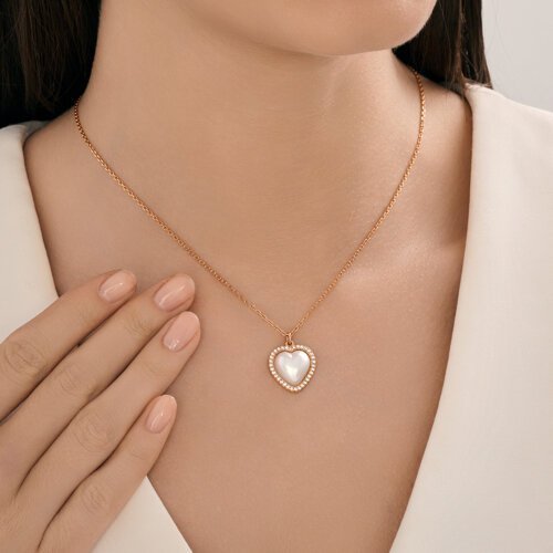 Колье из золочёного серебра с жемчугом и фианитами «Сердце нежности» SOKOLOV (арт.93070136)