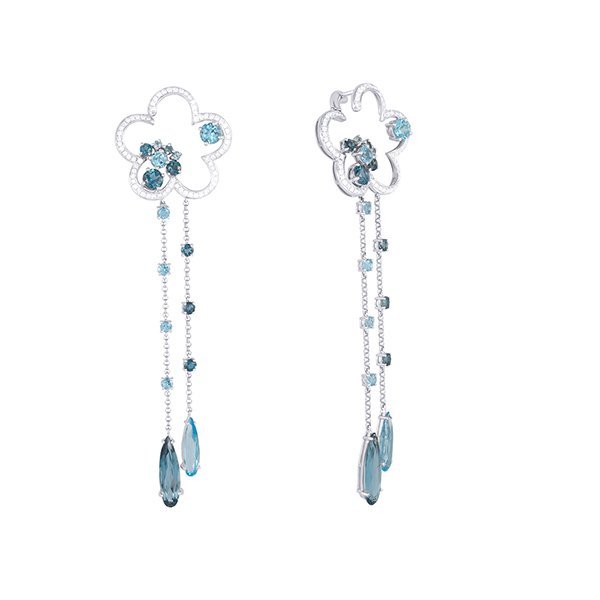 Серьги из белого золота с бриллиантом и топазом (Арт.e0832p09d-mq-gm_bt_lt_wg)