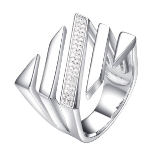 Кольцо с фианитами Geometry «Urban Lines» Fresh Jewelry (арт.SL-R03340-X-W-X-X-W)