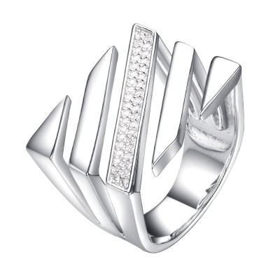 Кольцо с фианитами Geometry «Urban Lines» Fresh Jewelry (арт.SL-R03340-X-W-X-X-W)