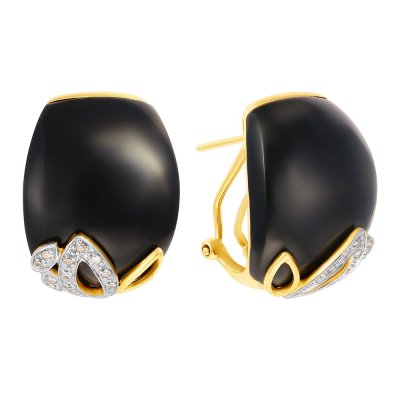 Серьги из золота с бриллиантом и ониксом (Арт.e23682c_ox_yg)