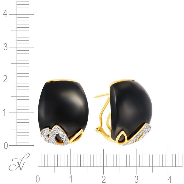 Серьги из золота с бриллиантом и ониксом (Арт.e23682c_ox_yg)