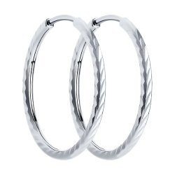 Серьги конго из серебра с алмазной гранью (Арт.94140070)