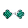 Серьги серебряные с малахитом «Lucky Clover» Fresh Jewelry (арт.TC-E02153-X-W-Mal-X-X)