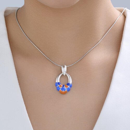 Кулон серебряный с эмалью «Морской Ветер» Соколов (арт.0031)