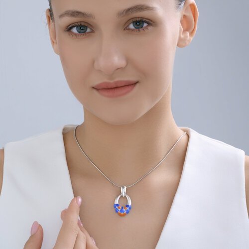 Кулон серебряный с эмалью «Морской Ветер» Соколов (арт.0031)