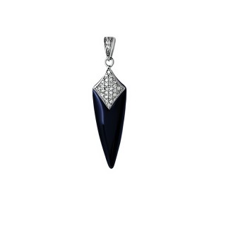Кулон с керамикой и фианитами «Черный Стилус» Fresh Jewelry (арт.TC-P00095-Вl-W-X-X-W)