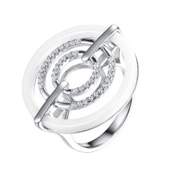 Кольцо из серебра с керамикой и фианитом (Арт.tc-r00614-w-w-x-x-w)