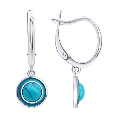 Серьги из серебра с бирюзой «Морской Овал» SOKOLOV (арт.2367)