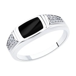 Кольцо из серебра с эмалью и фианитами (Арт.94012410)